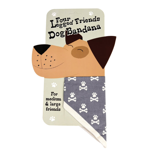Large Grey-Blue Paw And Cross Bones Dog Bandana