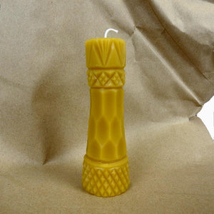 Faceted Decorative Pillar Beeswax Candle