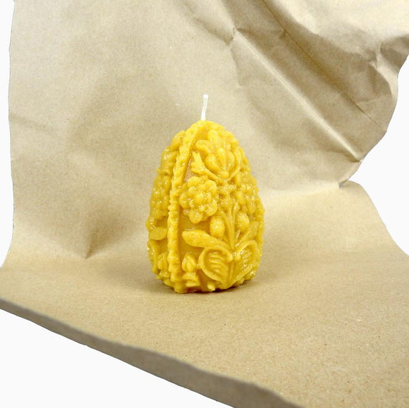 Carved Egg Beeswax Candle