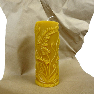 Rustic Fern Cylinder Beeswax Candle
