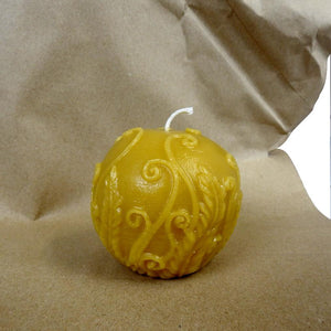 Rustic Fern Ball Beeswax Candle