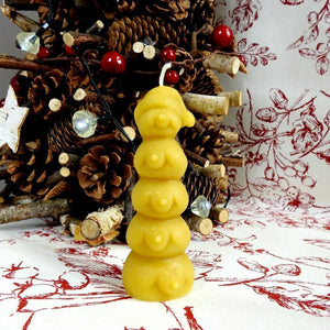Handmade Stack of Snowmen Candle