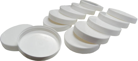 12 pack of 70mm White Plastic Lids - Bee Equipment