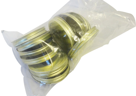 89MM Gold Metal Lid, 12 Pack - Bee Equipment