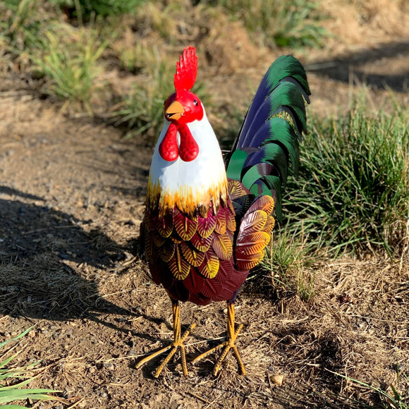 Metal Cockerel Garden Statue