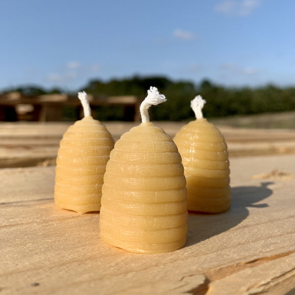 Set of 3 Skep Beehive Beeswax Candles