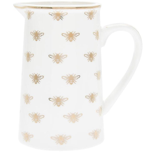 White & Gold Ceramic Bee Jug
