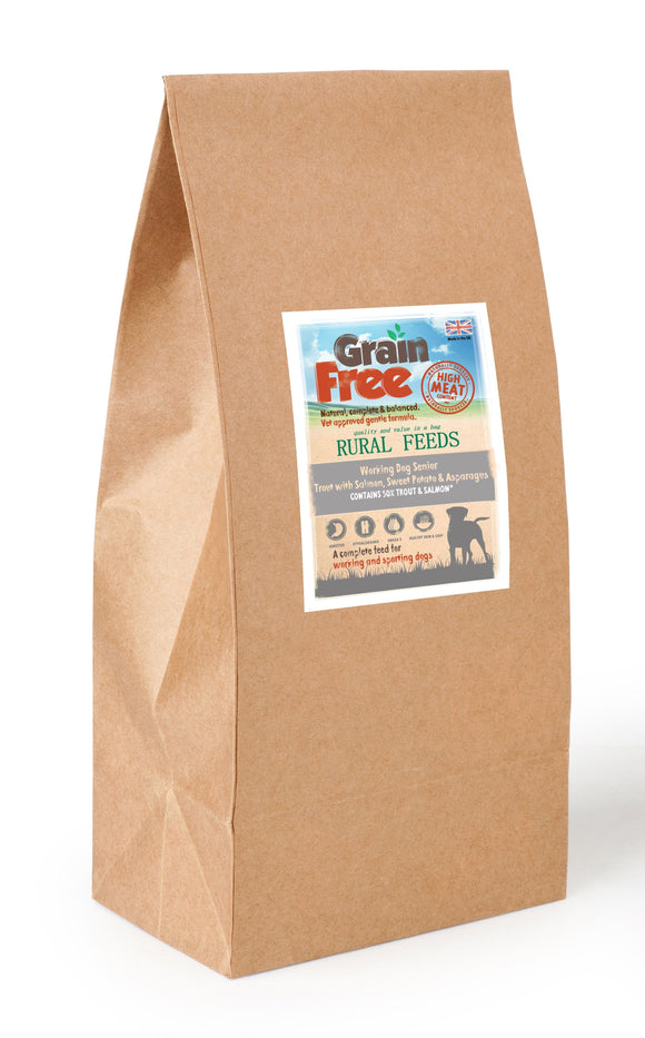 Rural Feeds Senior - Trout, Salmon, Sweet Potato & Asparagus Dog Feed 15kg
