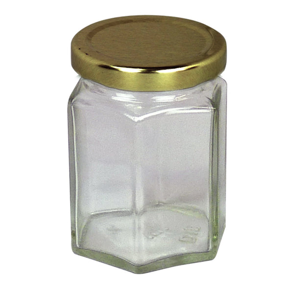 4oz Glass Hex Jar With Lid, 72 Pack - Bee Equipment