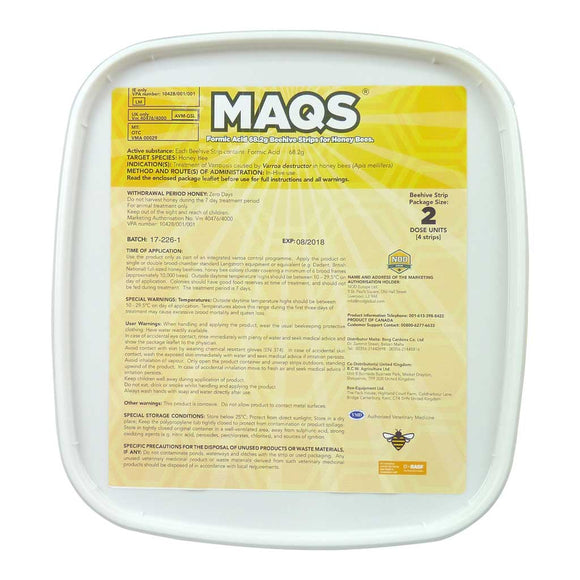 BACK IN STOCK! MAQS - Mite Away Quick Strips, 2 Dose Package - Bee Equipment