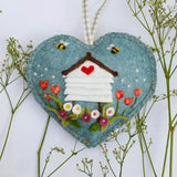 Hand Made Lavender Infused Felt Hanging Heart Decoration