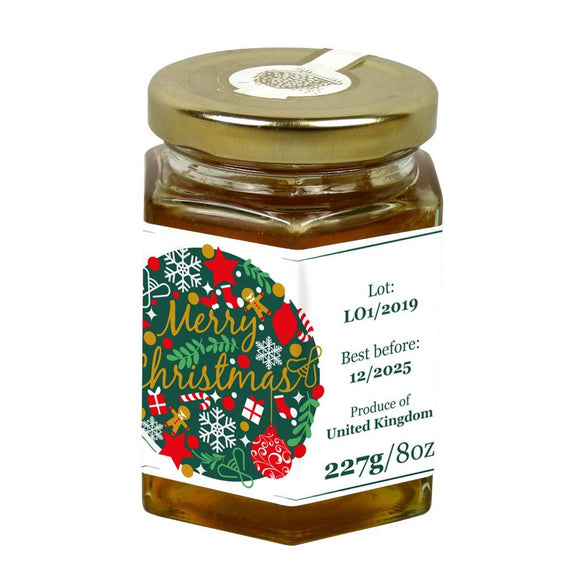 Merry Christmas - 8oz Jar Label (100 labels) [Honey/Jams/Preserves]