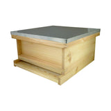 National Hive Kit - Flat Pine Brood Box, Assembled Roof and Floor, with flat Frames and Wax Foundation